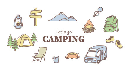 simple illustration set of camping