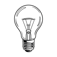 Light Bulb Illustration Black and White Outline Idea Energy and Innovation