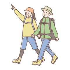 simple illustration of people going camping