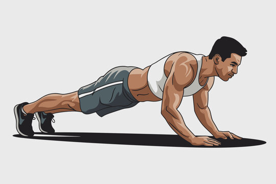 Man performing push-ups in athletic wear for fitness training