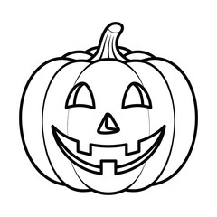 Simple Jack O Lantern Outline for Coloring or Halloween Decoration