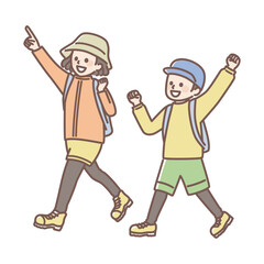 simple illustration of people going camping