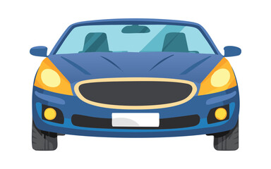 imposing dark blue sedan front illustration