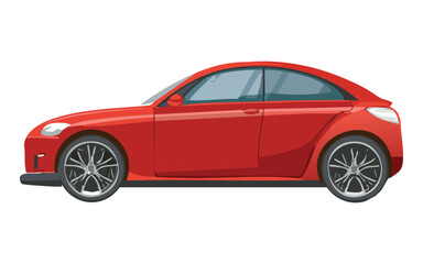 Obraz premium Red Sedan - Side View