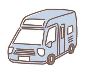 simple illustration of blue camping car