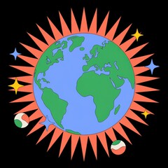 Abstract Earth Globe with Starry Sky for World Environment Day Social Media Post