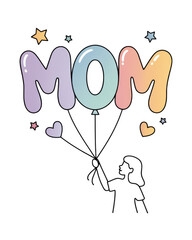 Pastel Colored MOM Letters Design For Mother's Day Celebrations Happy Mother's Day Decoration