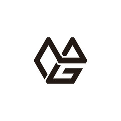 letter mg simple hexagonal monoline logo vector
