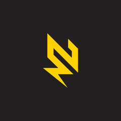letter n simple electric thunder simple geometric logo vector