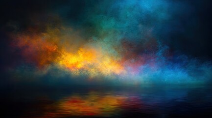 Obraz premium Colorful smoke, reflected on a dark surface