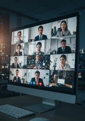 Photo of Diverse Professionals in a Video Conference Meeting on a Computer Screen