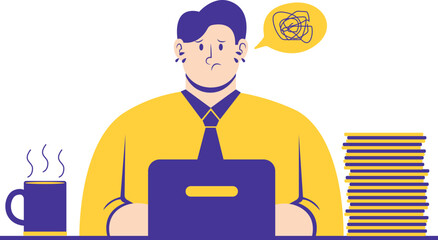 Illustration of someone working. who has no ideas.
