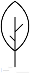 Simple black line drawing of a tree with branches inside a leaf shape. Ideal for sustainability, eco-awareness, growth, simplicity, balance, nature-inspired design, flat simple metaphor