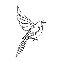 Elegant Bird in Flight: Continuous Line Art