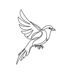 Elegant Bird in Flight: Continuous Line Art