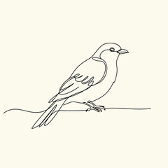 Minimalist Bird Line Art - Single Continuous Stroke Drawing
