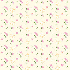 Flower branches seamless pattern background