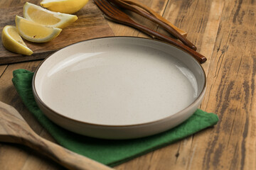 an empty plate waiting for food in the restaurant, a party time