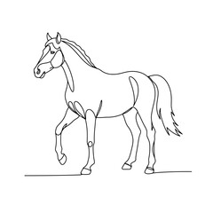 Elegant Horse Continuous Line Art Illustration