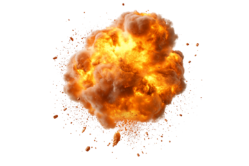 Fiery explosion cloud isolated on transparent background