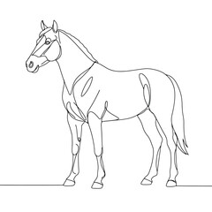 Elegant Horse Silhouette: Continuous Line Art Vector