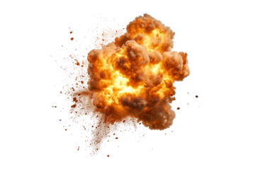 Fiery explosion cloud isolated on transparent background