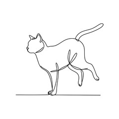Elegant Feline: Continuous Line Art Illustration