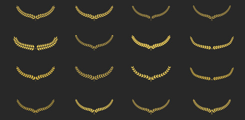 Golden Laurel Wreath Icons Set for Awards and Achievements
