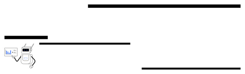 Robot character holding a chart with rising bars, emphasizing analysis, data-driven decisions, and technology. Ideal for automation, analytics, innovation, progress, digital tools AI and efficiency