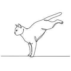Cat Yoga Pose: Continuous Line Art Illustration