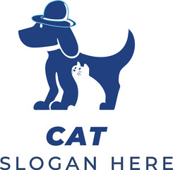 Cute Cat and Dog Vector with Royal Blue Hats
