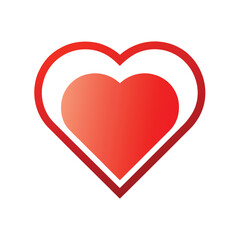 Red Heart with an Inner Heart Symbol of Love