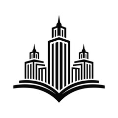 Cityscape Rising from a Book Symbolizing Knowledge Education and Urban Development