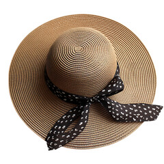 Elegant Wide Brim Sun Hat with Refined Flowing Contour Isolated on Transparent Background