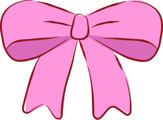 Hand-drawn Elegant Pink Ribbon Bow Cute Illustration