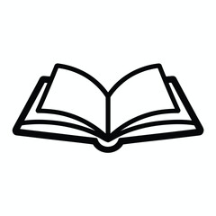 Open Book Icon Black and White Outline Education and Learning Symbol