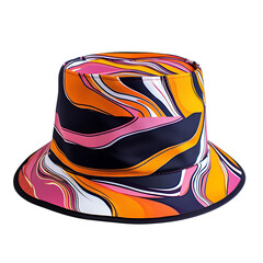 Bold Bucket Hat with a Graphic High Contrast Print Isolated on Transparent Background