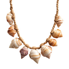 Trendy Rustic Shell Necklace with Assorted Natural Isolated on Transparent Background