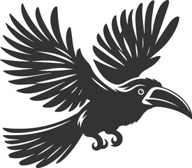 Obraz premium Vector bird toucan black drawing silhouette