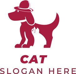Cute Cat and Dog Vector with Deep Magenta Hats