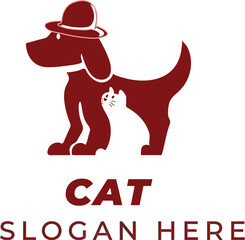 Cute Cat and Dog Vector with Deep Burgundy Hats