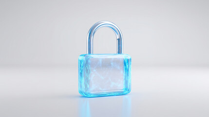 Fototapeta premium Transparent blue digital padlock representing cybersecurity