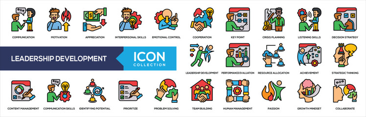 Leadership Development Lineal Color Icon Collection