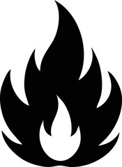 Black and white stylized fire symbol graphic