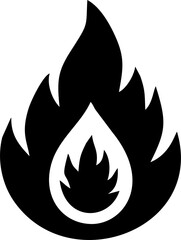 Bold Black and White Fire Symbol