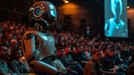 Android Watches Presentation AI Future Technologies Concept Future Of Technology Humanoid Robots Meeting Concept