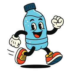 Energetic Plastic Water Bottle Character Running