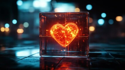Heart trapped within a glass cube - Powered by Adobe