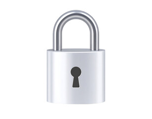Modern 3D Vector Padlock Icon Clean, Silver, Isolated