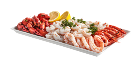 Lobster shrimp and lemon seafood platter